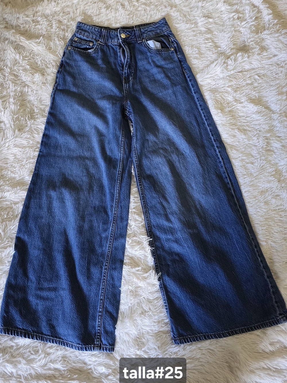Wide Leg High-Rise Women's Jeans in Dark Blue